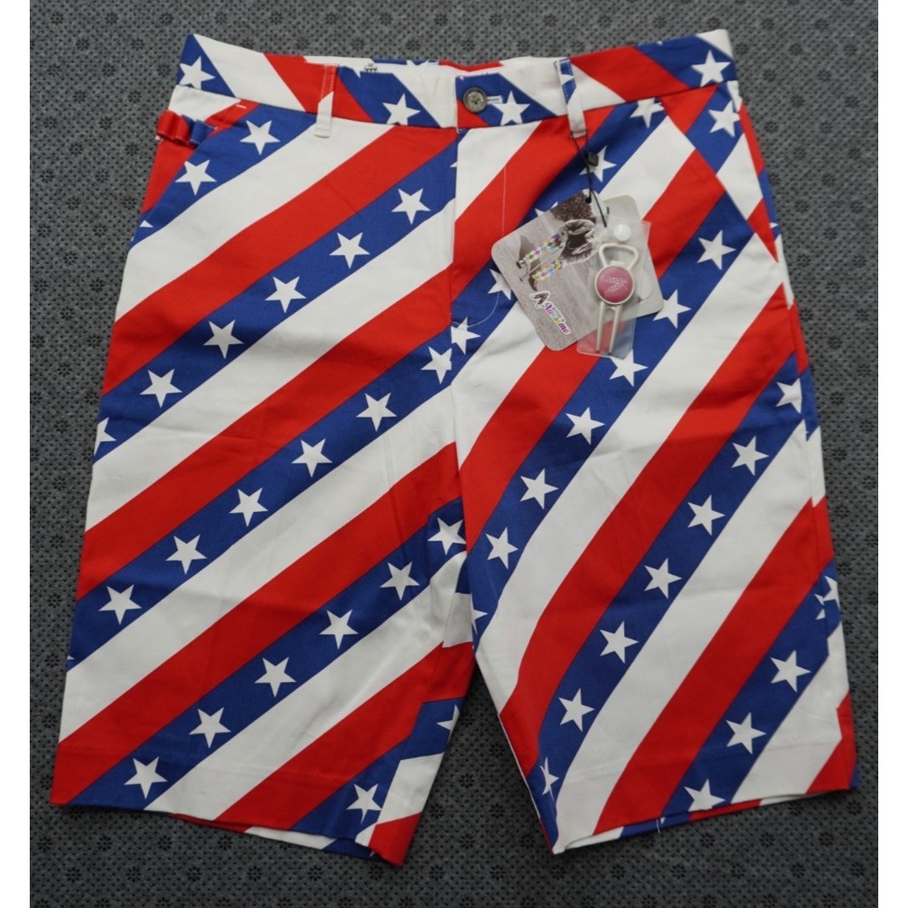 Royal & Awesome Pars and Stripes Golf Shorts Mens 30 / Kids XL USA Stars Stripes